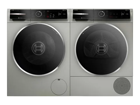 Product photo of the Bosch 800 Series WGB246AXUC Washer and WQB245AXUC Dryer